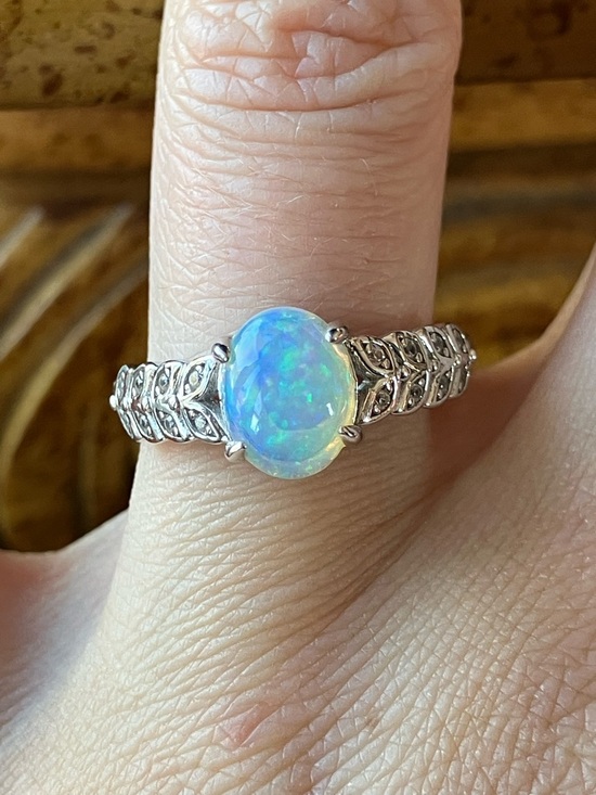 Natural Ethiopian Opal Sterling Silver Ring Size 7